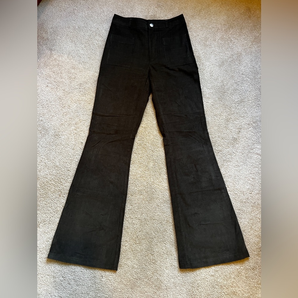 Cynthia Rowley “Self” high waist fine wale corduroy flares